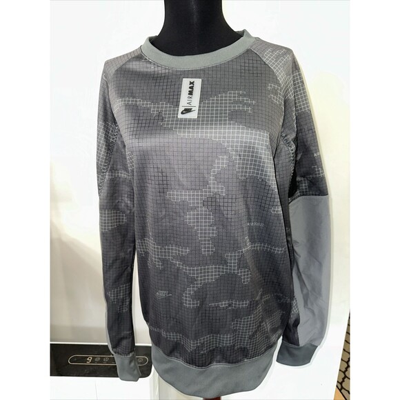 Nike Mens Size Med Air Max Camo Crew Sweatshirt Sportsear Club CZ2830 068 Gray - Picture 1 of 10